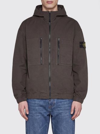 Stone Island Bomber in nylon ripstop con cappuccio e logo Compass