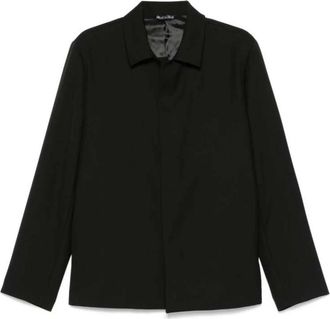 Costumein Light Jackets, male, Black, Size: L Black Wool Jacket with Classic Collar