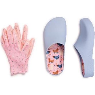 Muk Luks Garden Clog and Glove Set in Chicken Party at Nordstrom, Size Medium