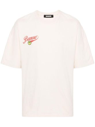 Barrow Katoenen T-shirt met logoprint - Beige