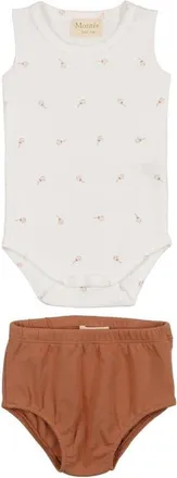 Maniere Print Bodysuit & Bloomers Set in Camel at Nordstrom, Size 12M