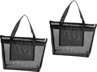 Vosarea 2pcs Large Mesh Beach Tote Bags for Women Lightweight Oversized Shoulder Handbag for Swimwear Towels Toiletries and Daily Essentials Quick-dry Breatha