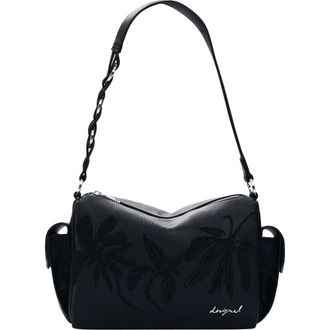 Desigual Floral Embroidered Faux Leather Shoulder Bag in Black at Nordstrom