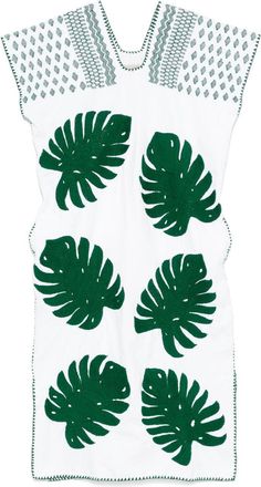 Pippa Holt Monstera Leaf-Embroidery Midi Dress - Womens - Cotton