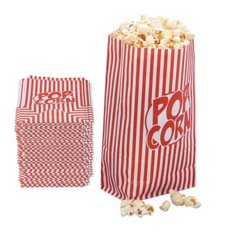Relaxdays Relaxdays Bolsas Palomitas, Set De 288, Papel, Noche Cine, Cumplea&ntilde;os Infantil, Bolsitas Retro Popcorn, Rojo/blanco
