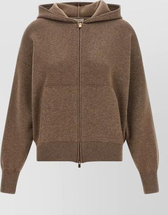 Agnona cashmere wool silk hooded zip sweater