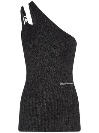 Karl Lagerfeld Top con placca logo - Nero