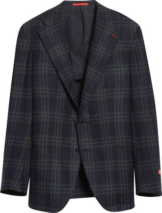 Isaia Marechiaro Plaid Wool & Cashmere Sport Coat in Blue at Nordstrom, Size 42 Us