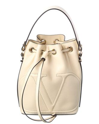 Valentino Vlogo Signature Leather Bucket Bag