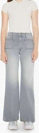 Mother Hustler Roller Patch Sneak Wide Leg Jeans In Noted