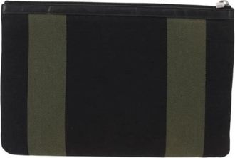 Saint Laurent Pre-owned Clutches, female, Green, Size: ONE SIZE Pre-owned Canvas Clutch