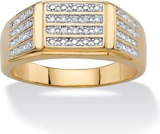 Palm Beach Jewelry Mens Diamond Accent 14k Gold-Plated Multi-Row Grid Ring