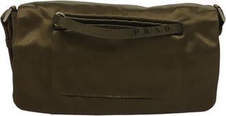 Prada Tessuto Green Silk Shoulder Bag (Pre-Owned)