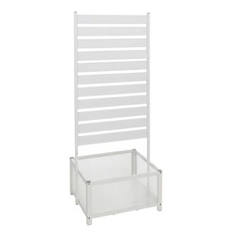 Hhg [nunca Usado] Jardinera De Aluminio Con Enrejado Hhg-571, Macetero Con Espaldero, 110 X 60 X 75 Cm, Blanco