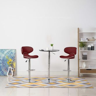vidaXL 323649 Bar Stools 2 Pcs Wine Red Faux Leather Vidaxl