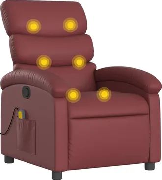 vidaXL Vidaxl - Sill&oacute;n De Masaje Reclinable Cuero Sint&eacute;tico Rojo Tinto