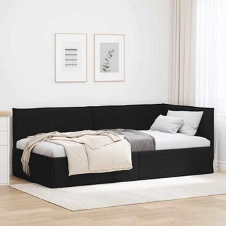 vidaXL vidaXL Cornice del letto ad angolo Nero 90 x 200 cm Tessuto