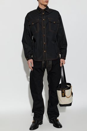 Versace Shirt With Contrasting Stitching, Mens, Black