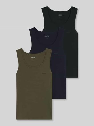 HUGO BOSS Slim Fit Tanktop aus reiner Baumwolle im 3er-Pack in Oliv, Gr&ouml;&szlig;e XXL