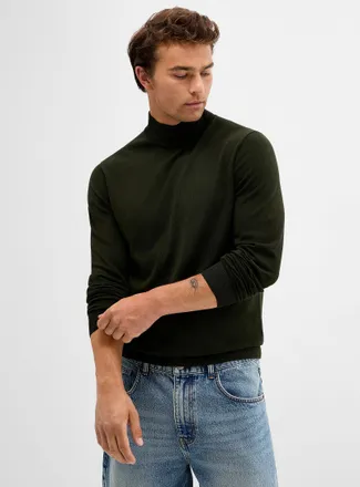 Le 31 Mens TENCEL TM modal and organic cotton mock-neck sweater