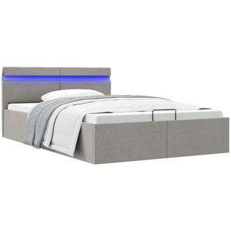 vidaXL Vidaxl - Giroletto con Contenitore e led Grigio Chiaro Tessuto 140x200cm