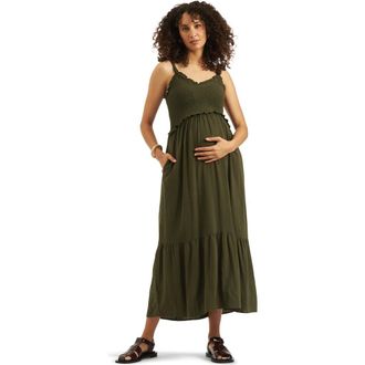 Ripe Brandi Shirred Dress in Khaki at Nordstrom, Size X-Small Au