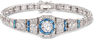Ross-Simons CZ and. Simulated Sapphire Bracelet in Sterling Silver