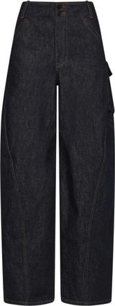 Self Portrait Barrel-Leg Cargo Jeans - Dames - Loose Fit Jeans - Blauw - W25 - Katoen - Jeans