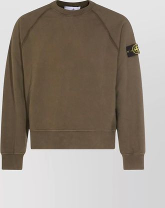 Stone Island raglan sleeve sweatshirt with ribbed cuffs and hem