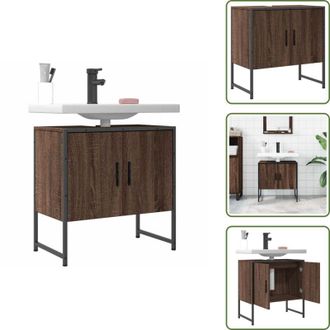 vidaXL The Living Store Mobile Lavabo Bagno Rovere Marrone 60x33x60cm Legno Multistrato - Lavabo