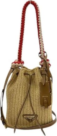 Prada Pre-owned Viscose Satchel - Dames - Vintage Tas - Beige - ONE Size - Leer - Vintage