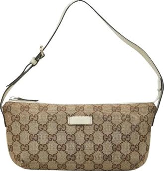 Gucci Pre-owned Shoulder Bags, female, Beige, Size: ONE SIZE Pre-owned GG Canvas Shoulder Bag