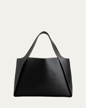 Stella McCartney Logo Grainy Faux-Leather Tote Bag