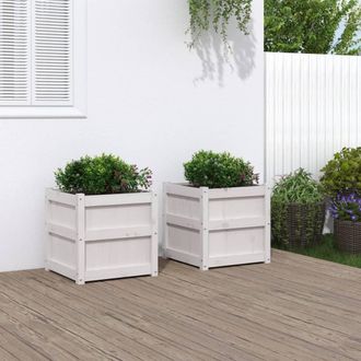vidaXL Vidaxl - Jardineras De Exterior 2 Unidades Madera Maciza De Pino Blanco