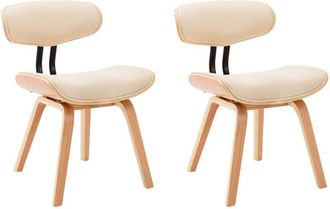 vidaXL Vidaxl - Sillas de comedor 2 uds madera curvada y cuero sintético crema