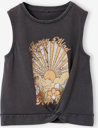 Vertbaudet Top mit Print und Knoten M&auml;dchen anthrazit