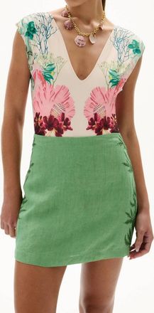 Carolina K Embroidered Mini Skirt In Green
