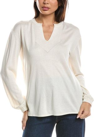 Fort&eacute; Cashmere Split Neck Silk & Cashmere-Blend Sweater