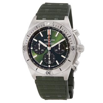 Breitling Chronomat B01 Chronograph Automatic Green Dial Mens Watch AB0134101L2S1