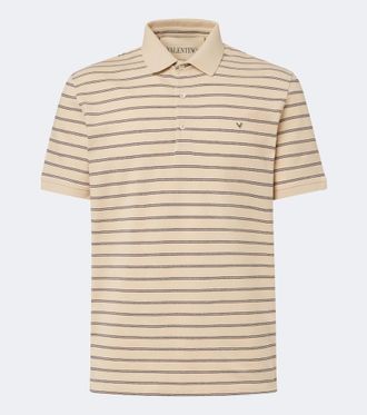 Valentino VGold striped cotton polo shirt