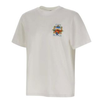 Casablanca T-Shirts, male, White, Size: XL Flower Court Icon Short Sleeve T-Shirt