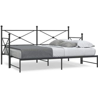 vidaXL Divano Letto Estraibile senza Materasso Nero 80x200 cm Acciaio - Vidaxl