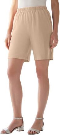 Roaman's Plus Size Soft Knit Pull On Short in New Khaki at Nordstrom, Size Small