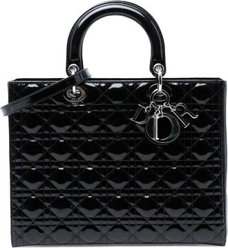 Dior 2014 grote gelakte Cannage Lady Dior tas - Zwart