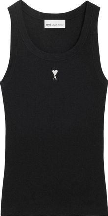 Ami (WMNS) AMI Small Heart Logo Cotton Tank Top Black White Cream FTP811-JE0117-045