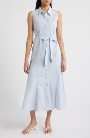 CeCe by Cynthia Steffe Pinstripe Button-Up Midi Shirtdress in Artesian Blu at Nordstrom, Size Xx-Small