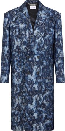 Philipp Plein Jacquard Denim Coat Monogram - Heren - Mantel - Blauw - S - Denim - Jassen