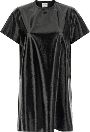 Courr&egrave;ges Vinyl Mini Jurk - Dames - Korte kleedjes - Zwart - M - Katoen - Kleedjes
