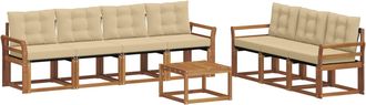 vidaXL Conjunto De Sof&aacute;s De Exterior 8 Uds. Natural Y Beige Vidaxl