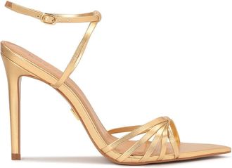 Kazar Gouden sandalen met puntige neus - Dames - Sandalen met hakken - Geel - 38 EU - Leer - Schoenen